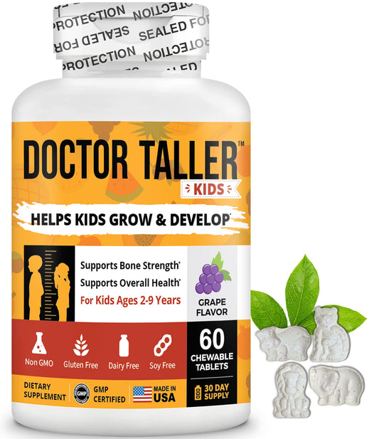 NuBest Doctor Taller Kids bottle front shows packaging for ages 2–9