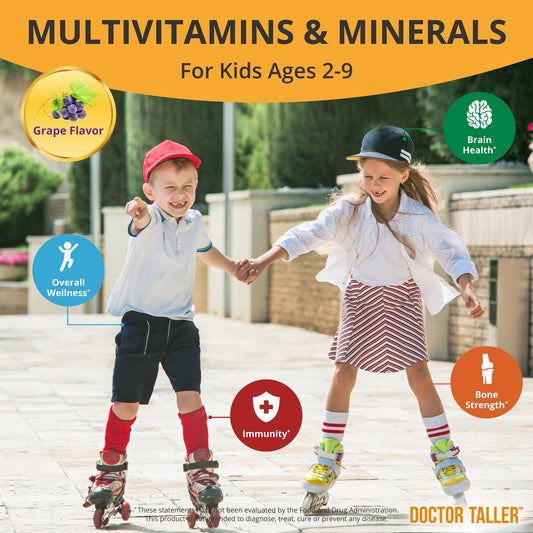NuBest Doctor Taller Kids bottle side highlights US-made, gluten-free formula