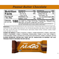 Non-GMO ingredients label on NuGo bar packaging.