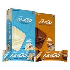NuGo Original Vanilla Yogurt Bar with yogurt coating, protein-rich snack.