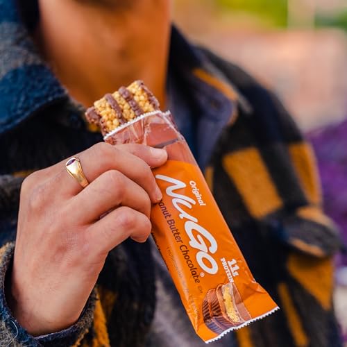 Vanilla Yogurt coating close-up on NuGo bar, creamy texture.