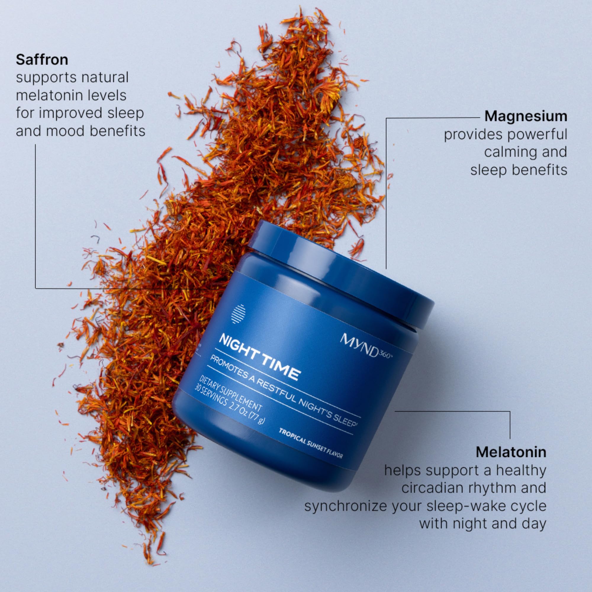 Nu Skin MYND360 magnesium powder dissolving in hot water for easy bedtime ritual.