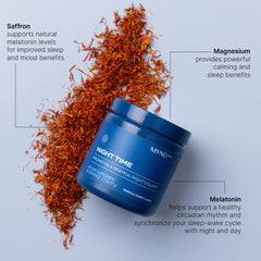 Nu Skin MYND360 magnesium powder dissolving in hot water for easy bedtime ritual.