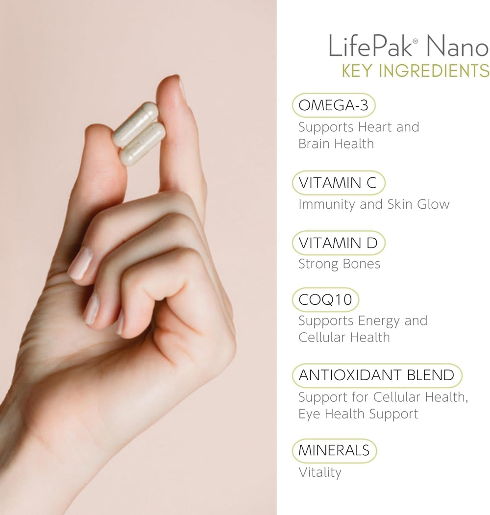 Nu Skin LifePak Nano packets closeup, convenient daily nutrition for busy days.