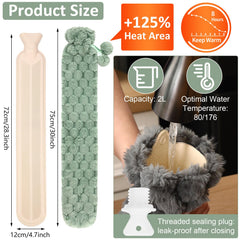 Nuanchu 2-liter hot water bottle offering long-lasting warmth for hands and feet.