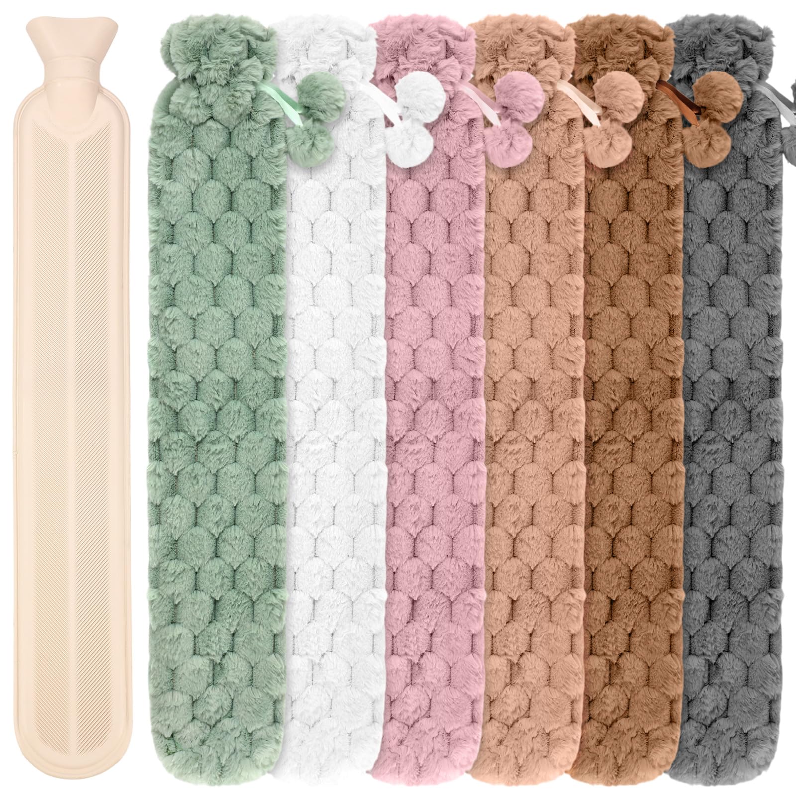 Nuanchu 6-pack long hot water bottle with cover for extended warmth and comfort.