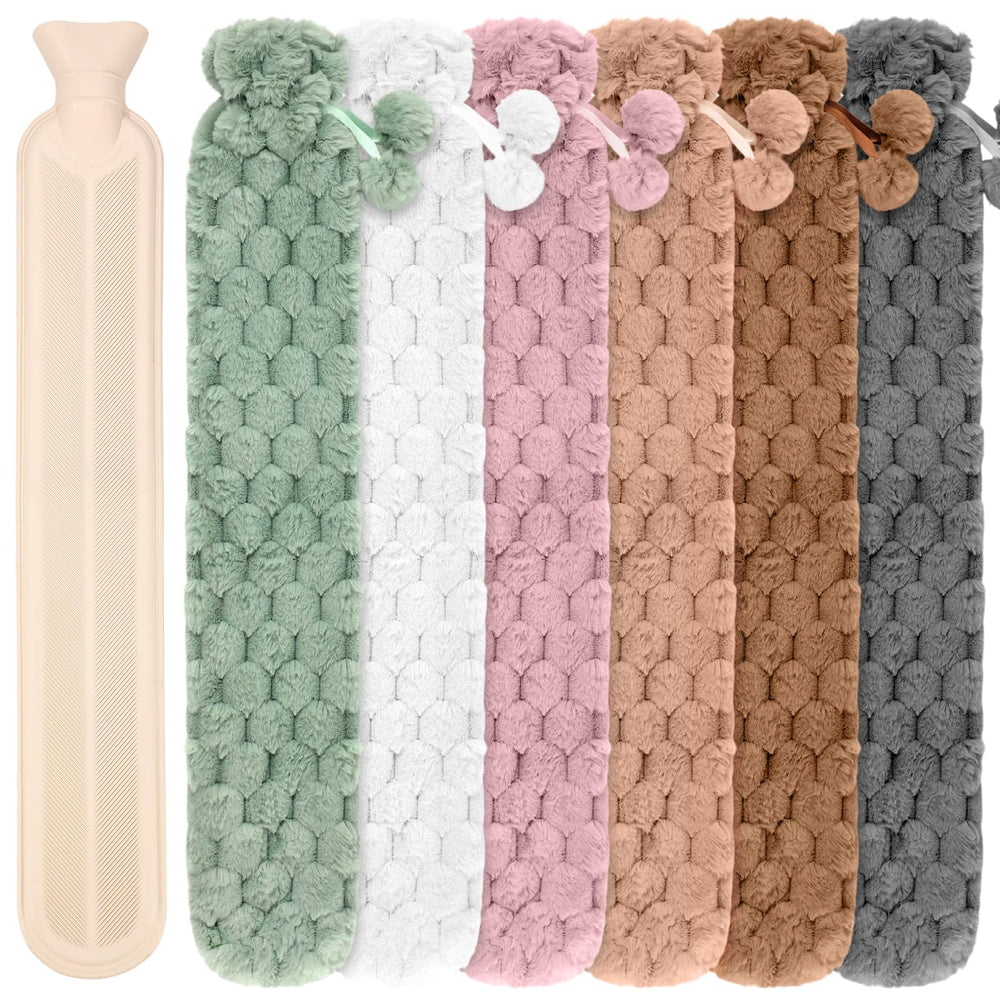 Nuanchu 6-pack long hot water bottle with cover for extended warmth and comfort.