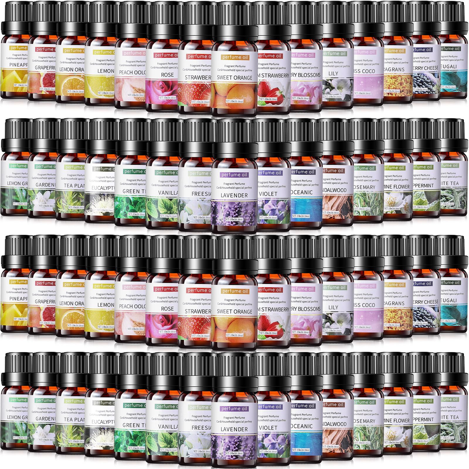 Nuanchu 72-bottle essential oils set ready for diffuser blends and DIY projects.