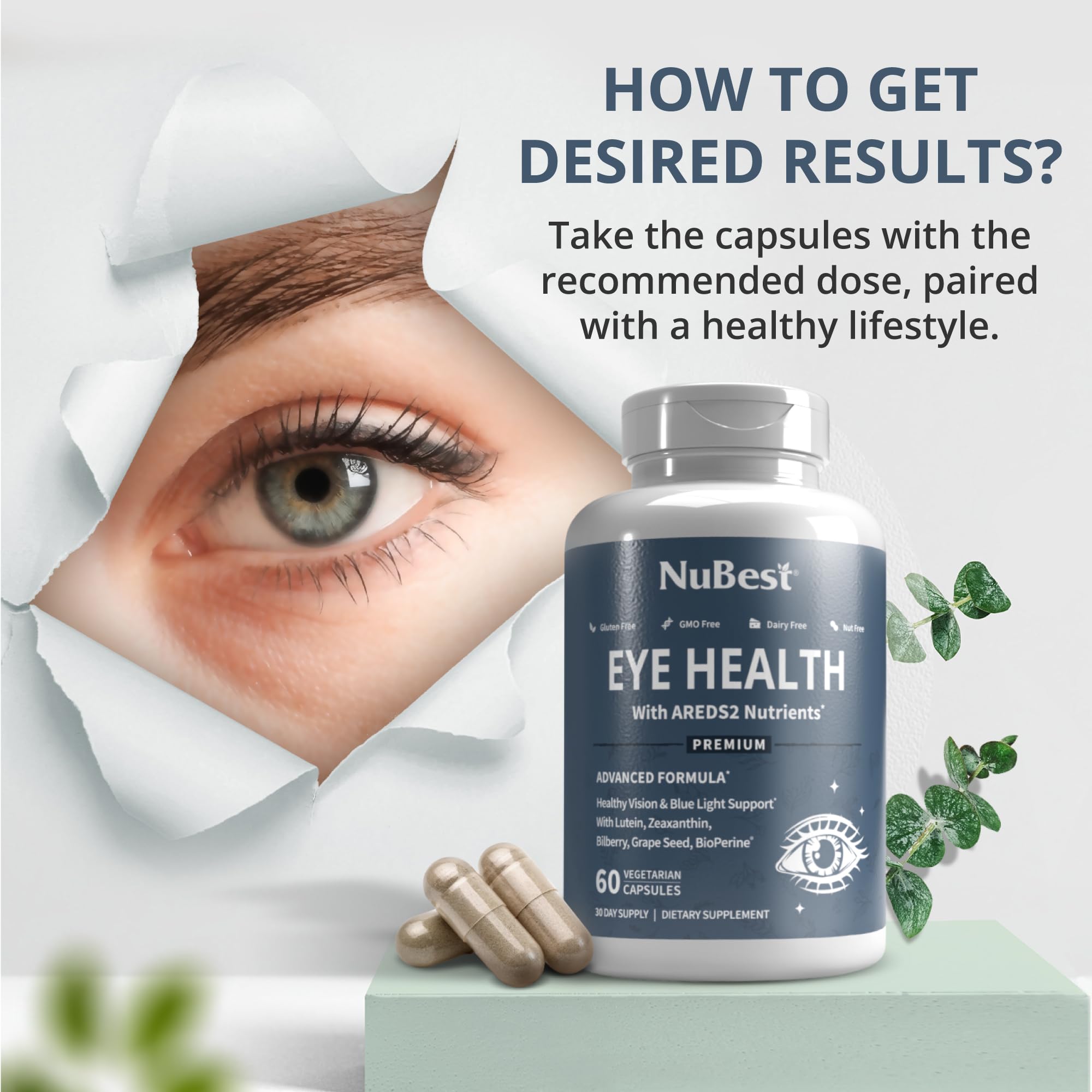 NuBest AREDS2 bilberry grape-seed blend among plant-based antioxidants.