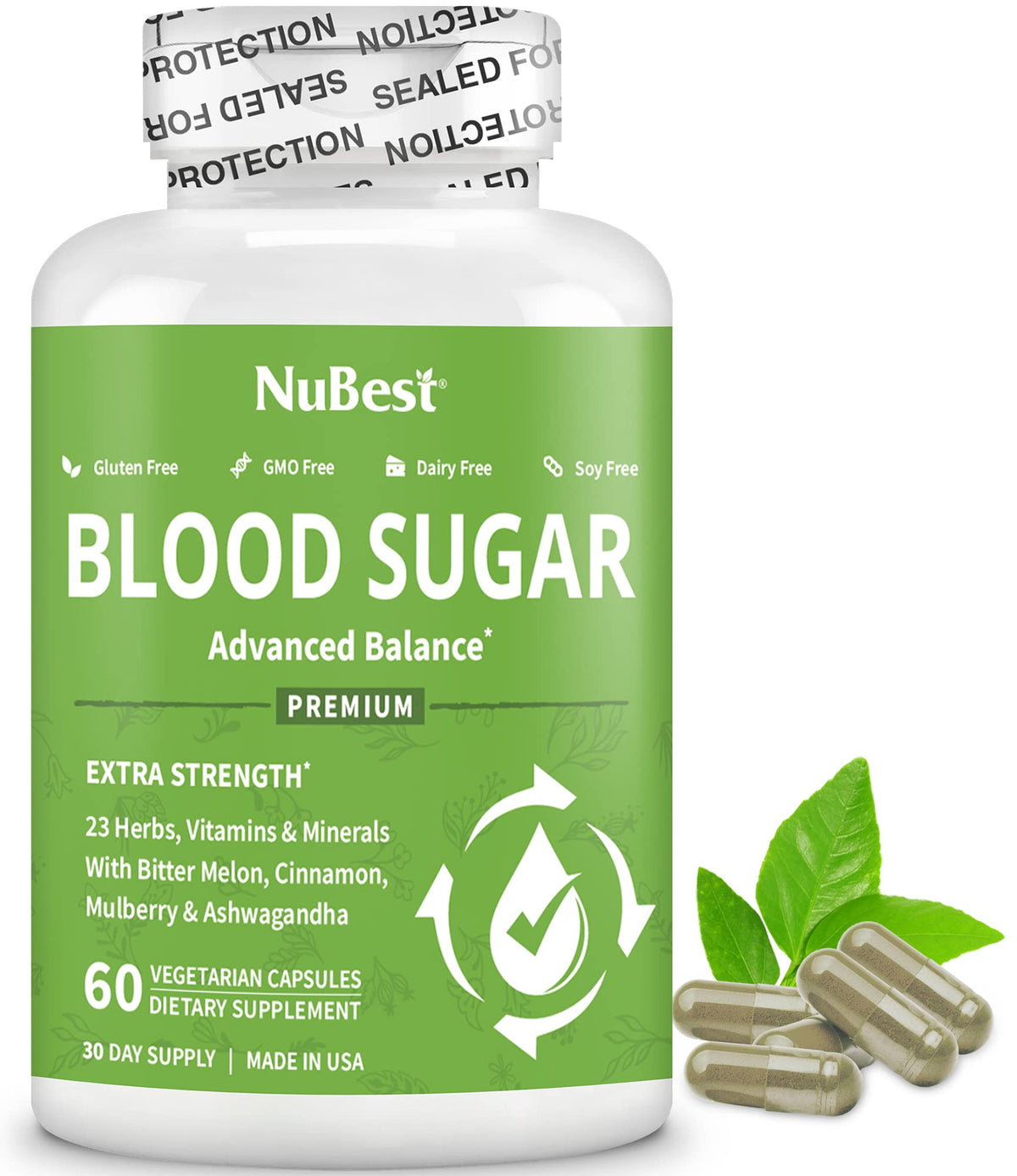 NuBest Blood Sugar Advanced Formula bottle for convenient daily balance support.