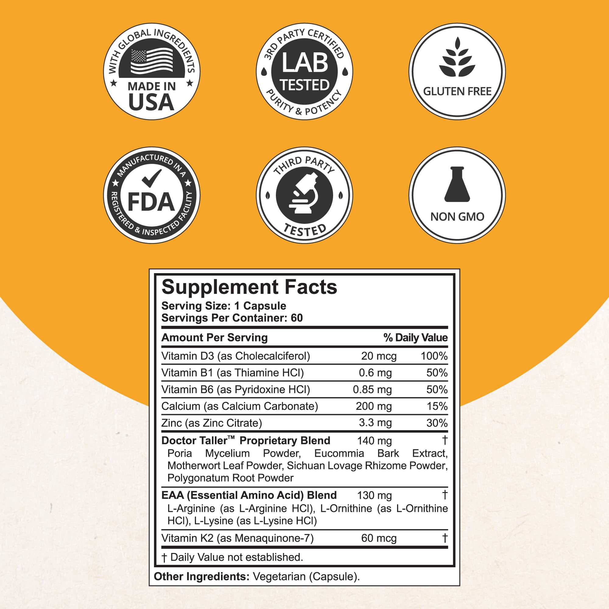 NuBest Doctor Taller label highlighting D3 and K2 ingredients