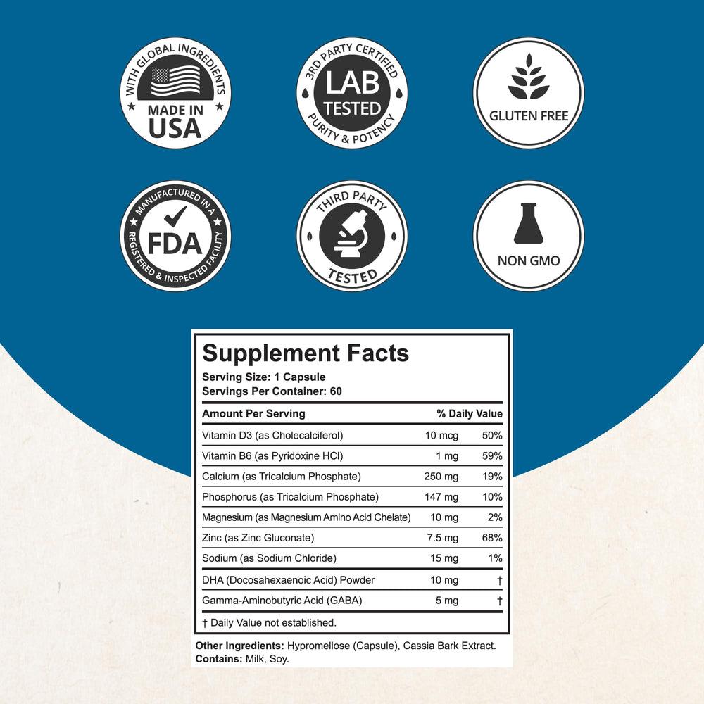 NuBest Grow Power capsules poured into a hand emphasizing daily routine and bone-support supplementation.