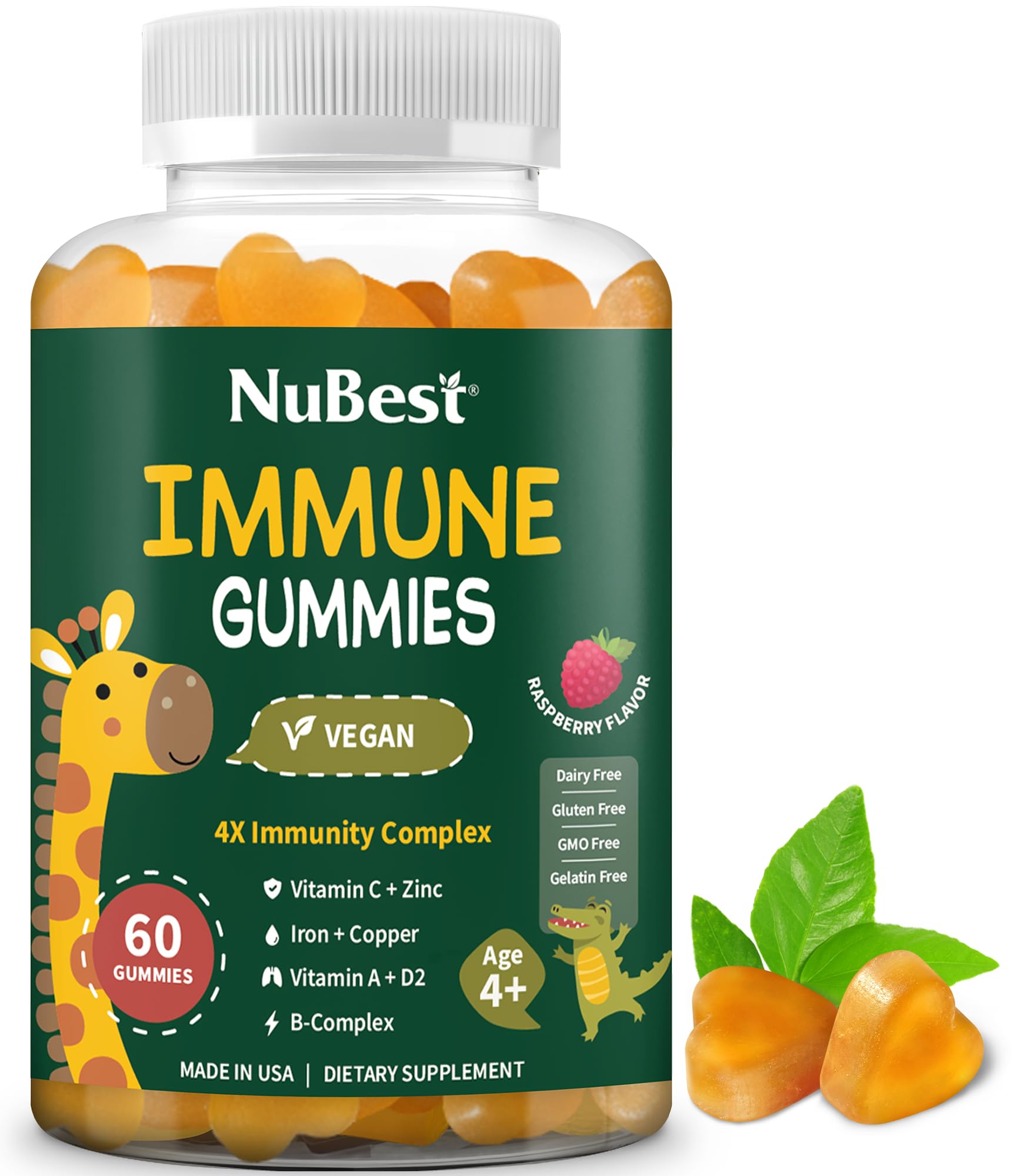 NuBest Immune Gummies raspberry bottle for daily immune support.