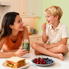 NuBest Immune Gummies raspberry flavor visual for kid-friendly taste.