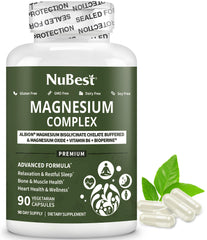 NuBest magnesium-glycinate capsule on white background for daily energy support.