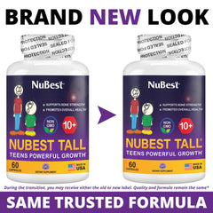 NuBest Tall 10+ 60-capsules package highlights value and monthly supply.