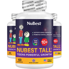 NuBest Tall 10+ bottle on table, a trusted option for growing kids.