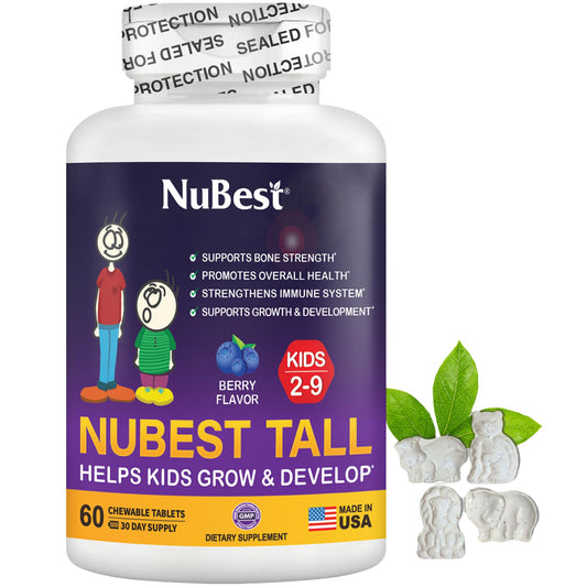NuBest Tall Kids bottle-berry: berry-chewables support daily nutrition for active children.