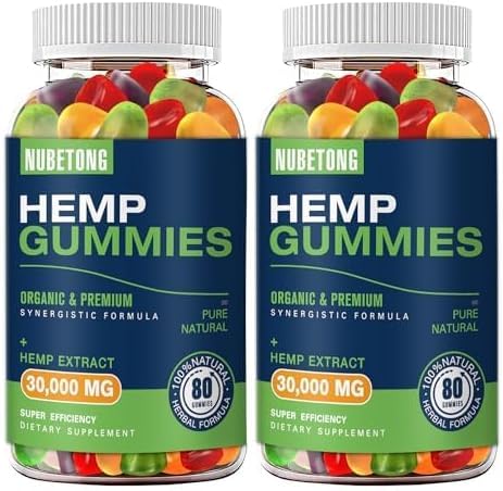 Nubetong Hemp Gummies bottle closeup shows premium organic ingredients