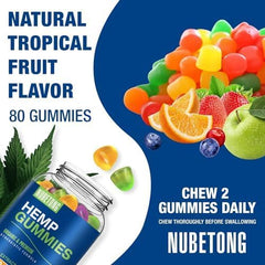 Nubetong hemp gummies pain relief bottle illustrating versatile support for daily activities.