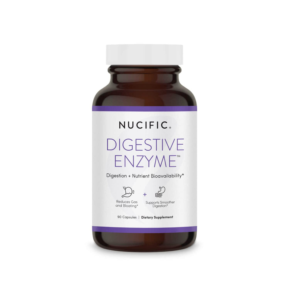 Nucific Digestive Enzyme Supplement bottle with capsules supports digestion and nutrient absorption.