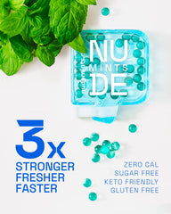 NUDE MINTS closeup capsules reveal dual-action design for instant mint and sustained freshness
