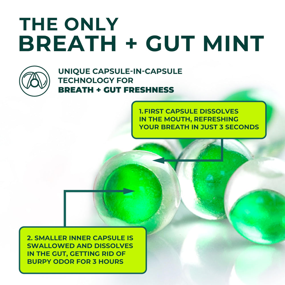 NUDE Mints inner capsule dispersion indicating extended freshness