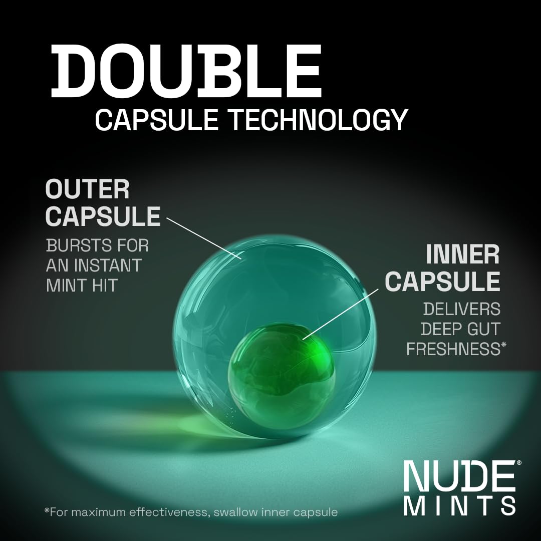 NUDE MINTS mint flavor swirls with inviting breath-freshening aroma.