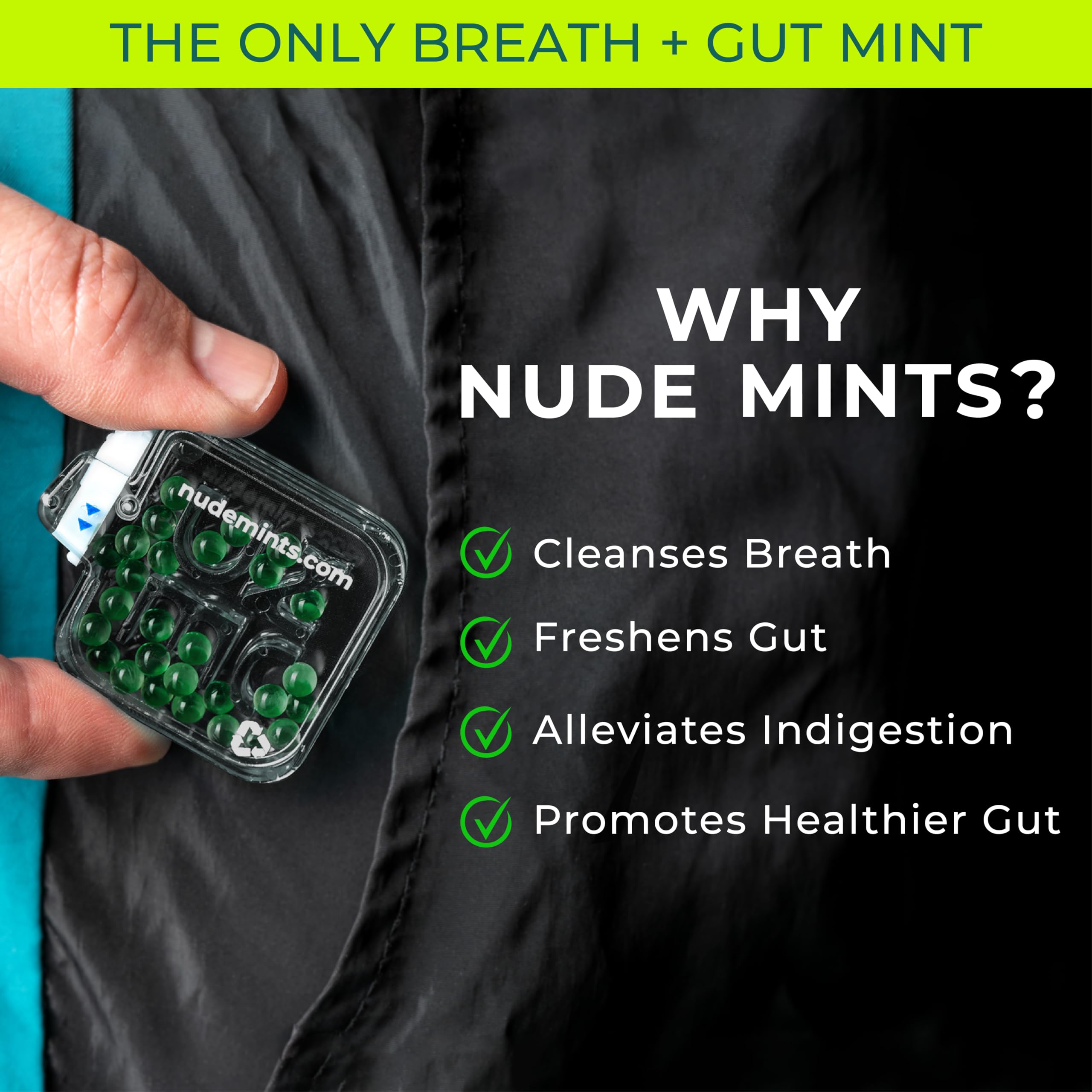 NUDE Mints peppermint blast close-up showing bold flavor