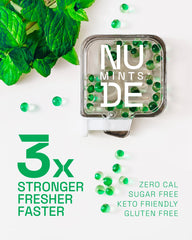 NUDE Mints peppermint burst closeup highlights bold flavor.