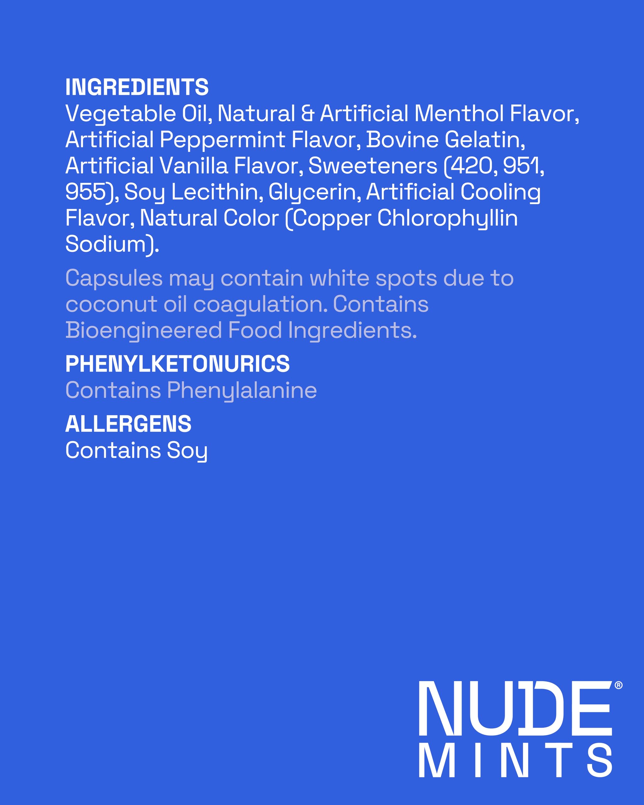 NUDE MINTS zero-sugar label communicates a calorie-free, flavor-forward option