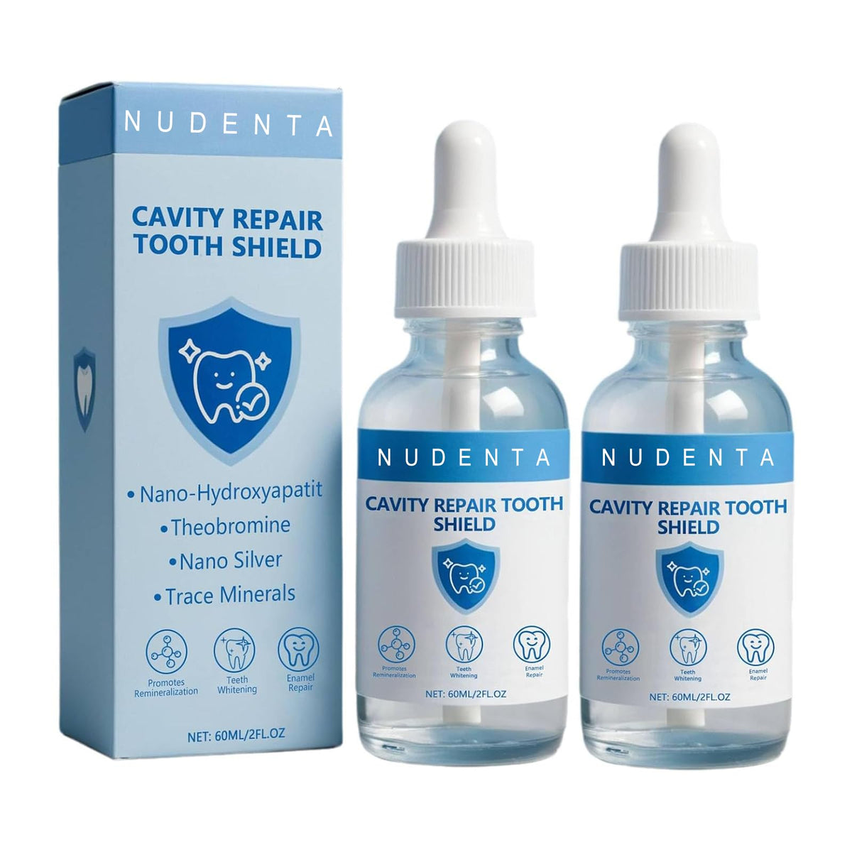 NUDENTA Odontic Repair bottle ready for simple daily enamel strengthening.