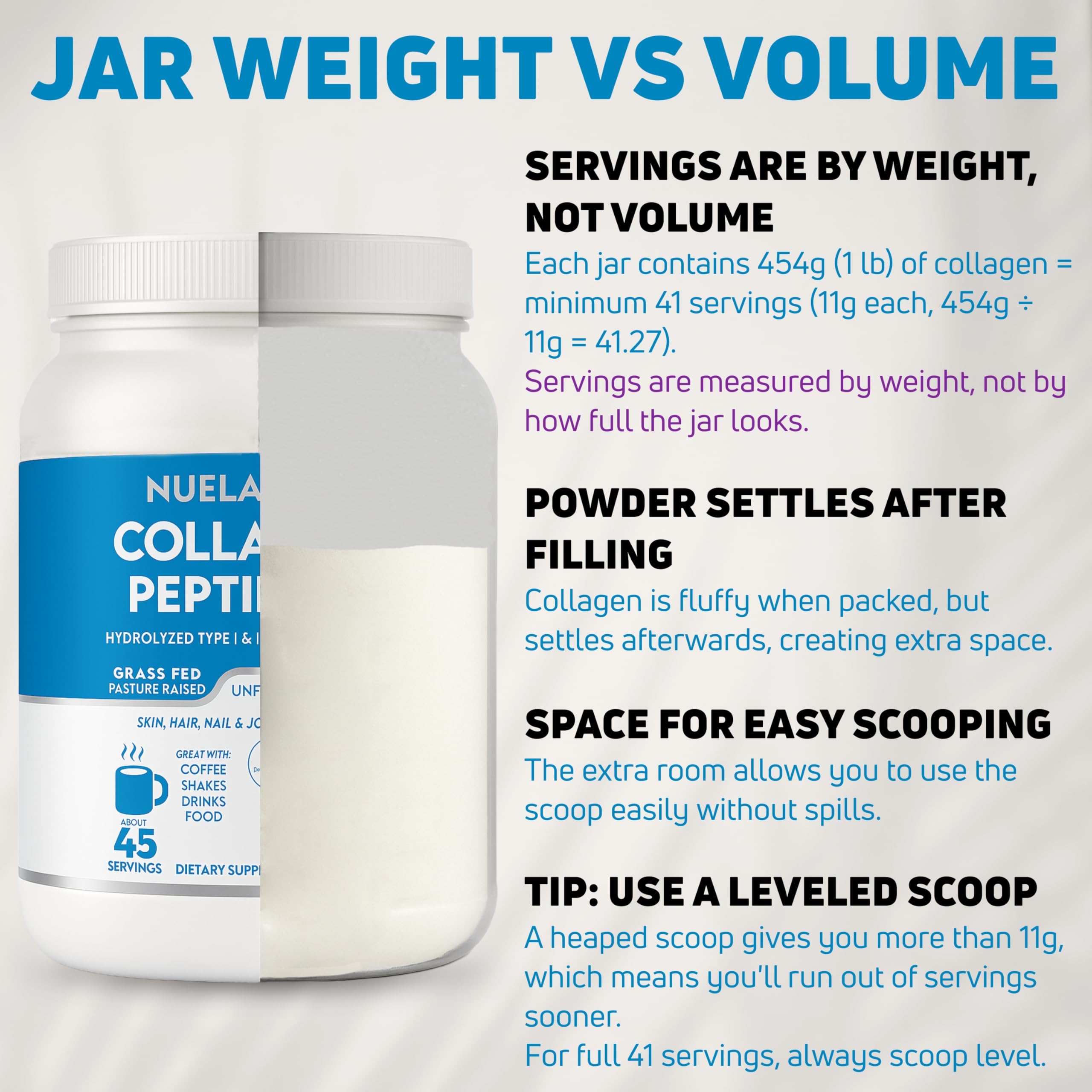 NUELATION collagen powder stirred into coffee for a smooth, neutral boost.