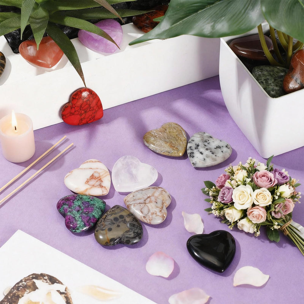 Nuenen rose quartz heart pieces for Valentines style accents