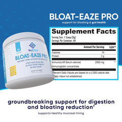 NuEthix Bloat Eaze Pro powder close-up shows fine, mixable texture