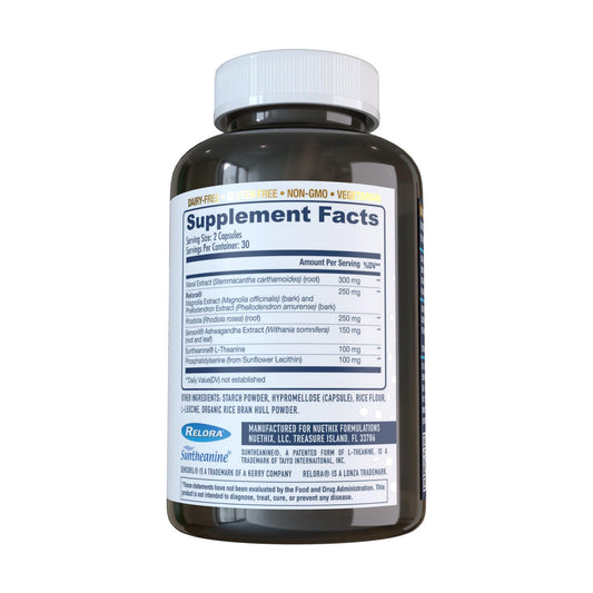 Cort-Eaze capsules close-up highlighting plant-based ingredients for relaxation