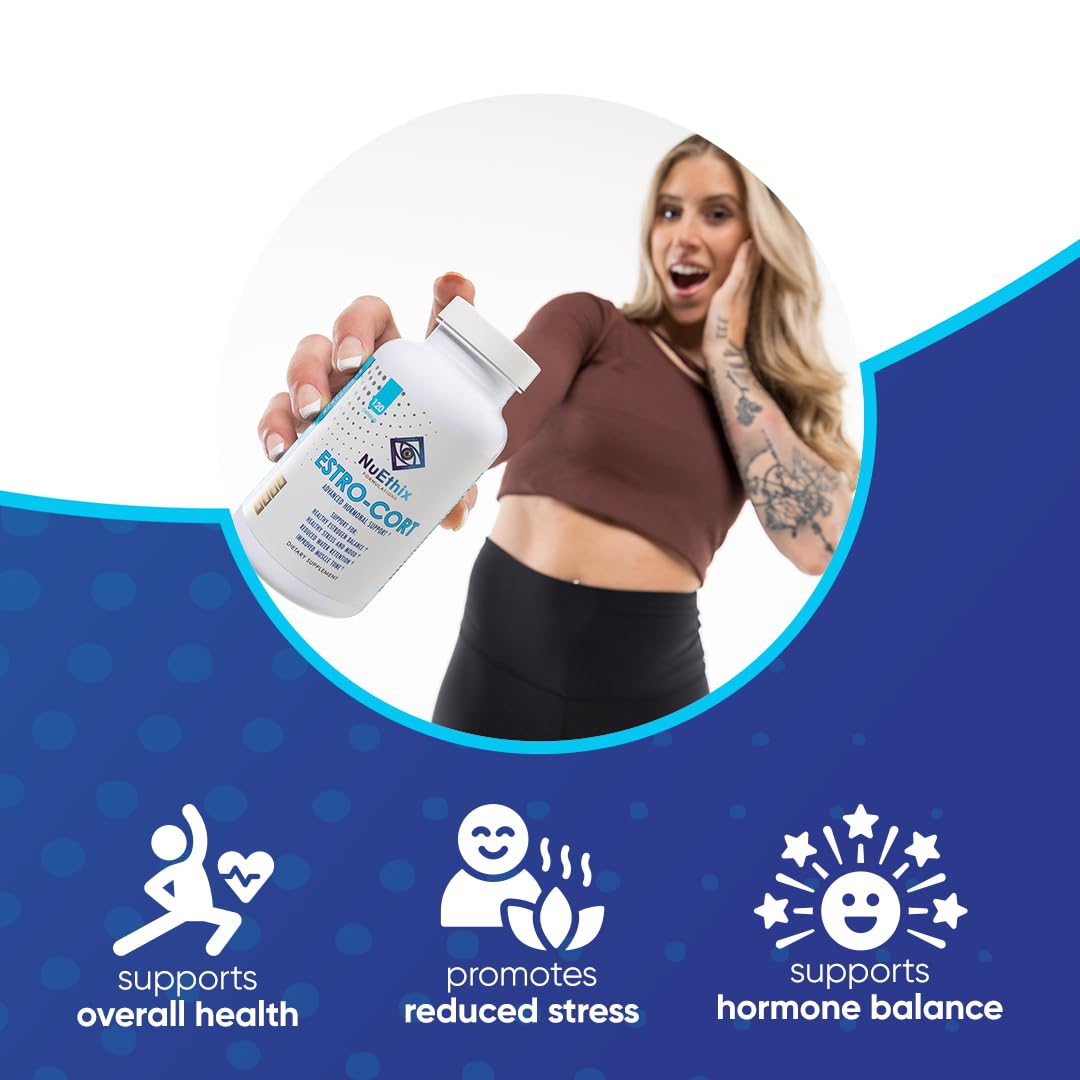 NuEthix Estro-Cort packaging scene for daily wellness routine