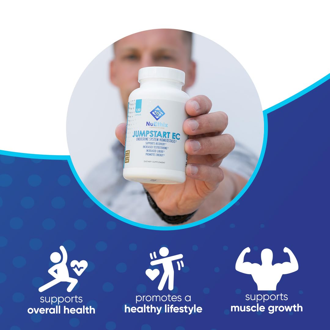 NuEthix Jumpstart EC packaging shows 30 servings per bottle for ongoing use.