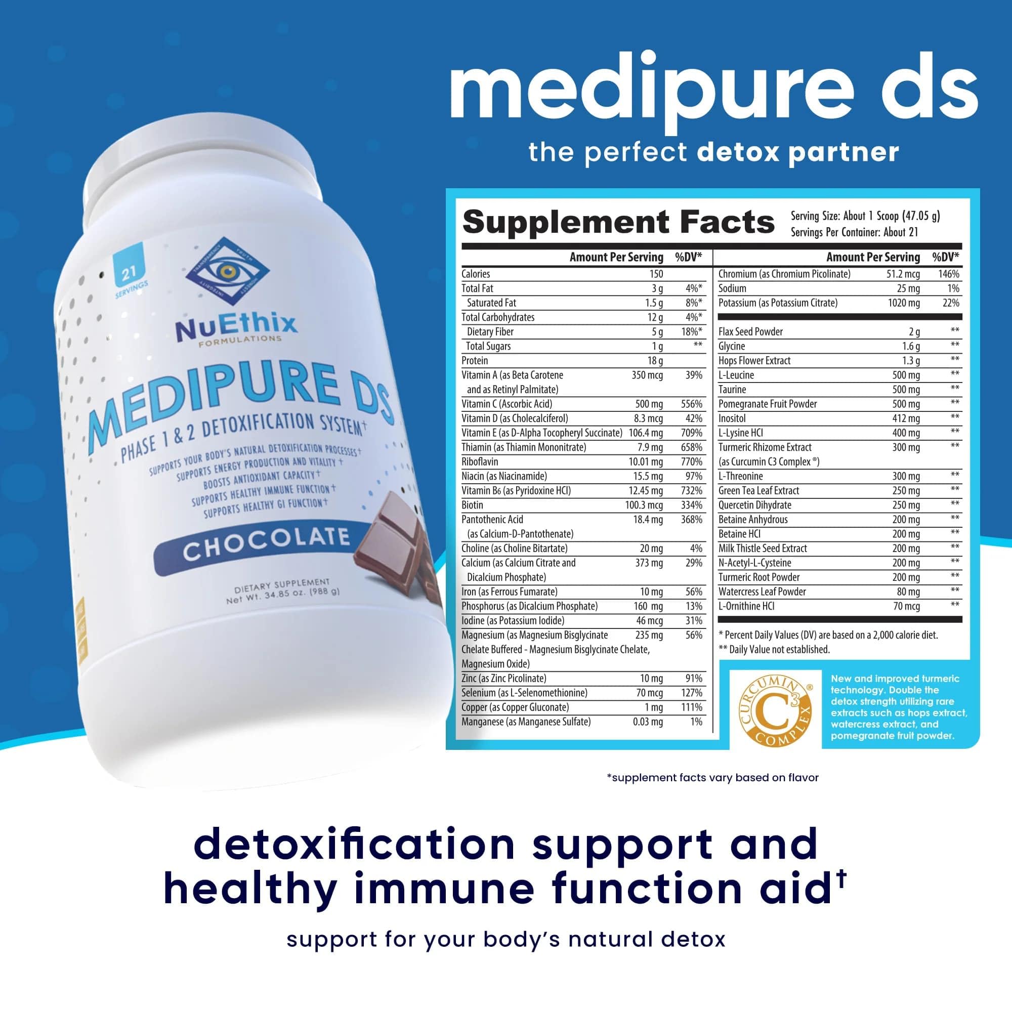 NuEthix Medipure DS scoop dissolving in water for convenient nightly use.