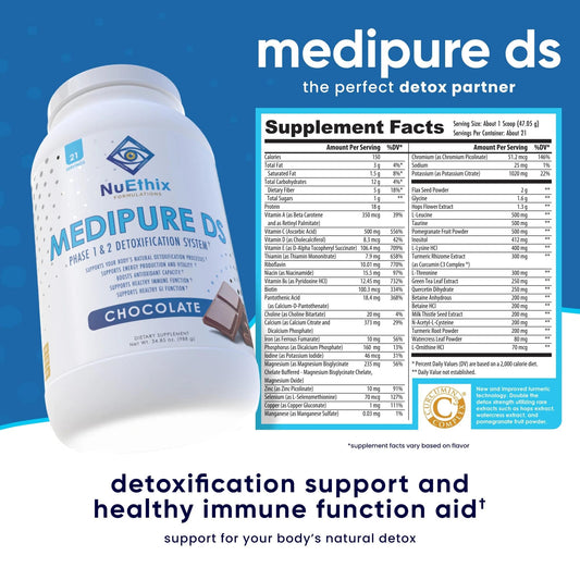 NuEthix Medipure DS scoop dissolving in water for convenient nightly use.