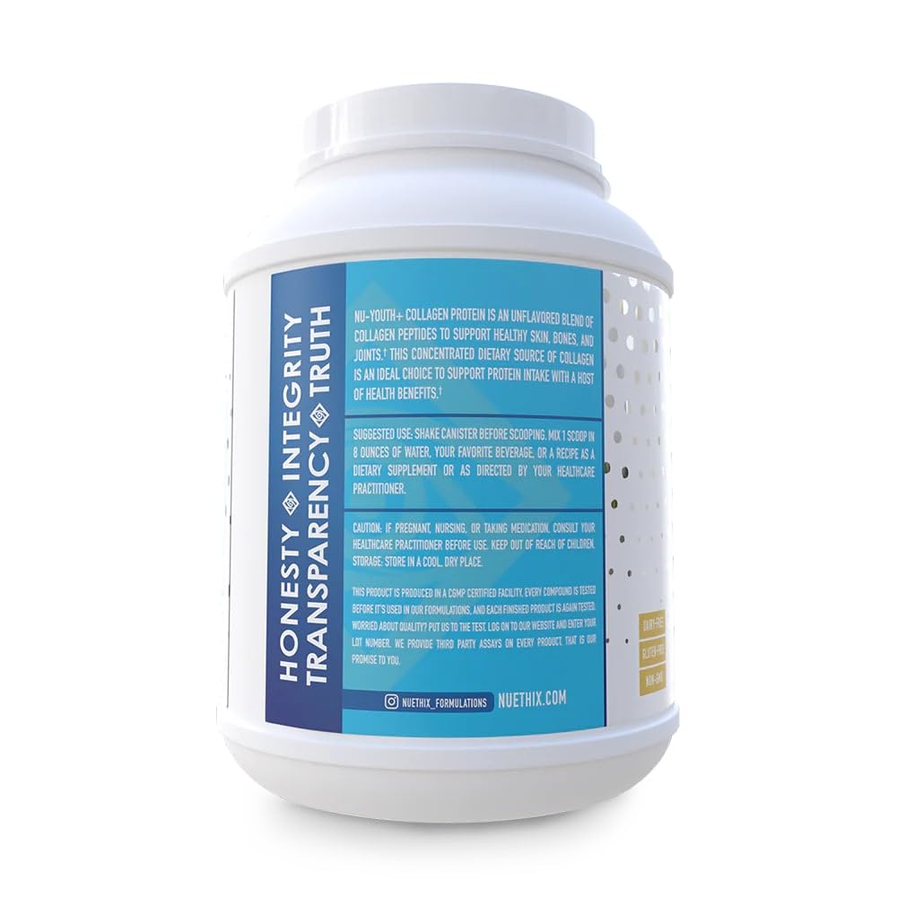 NuEthix Nu-Youth Collagen mixing-glass ready for easy daily supplementation.