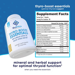 Close-up of NuEthix Thyro-Boost Essentials capsules for daily use.