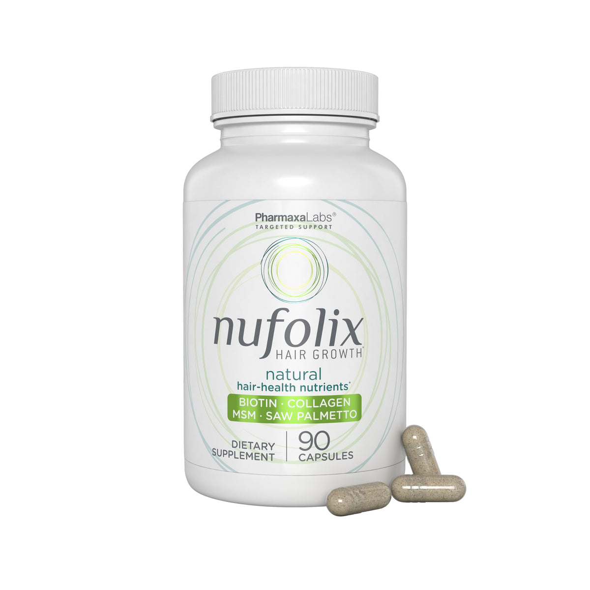Nufolix bottle and capsules ready for daily hair support.