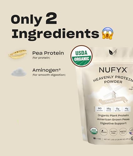 NUFYX label shows USDA Organic, vegan, gluten-free certification.