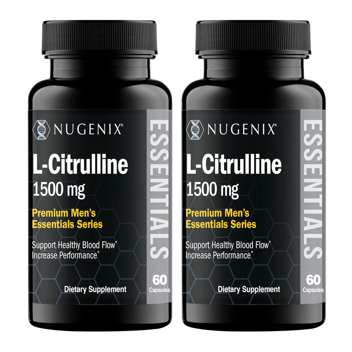 Nugenix Essentials L-Citrulline bottle-pour showing potential blood flow support during workouts