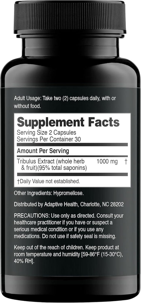 Close-up of Nugenix Tribulus capsules highlighting 1000mg per dose for daily use.