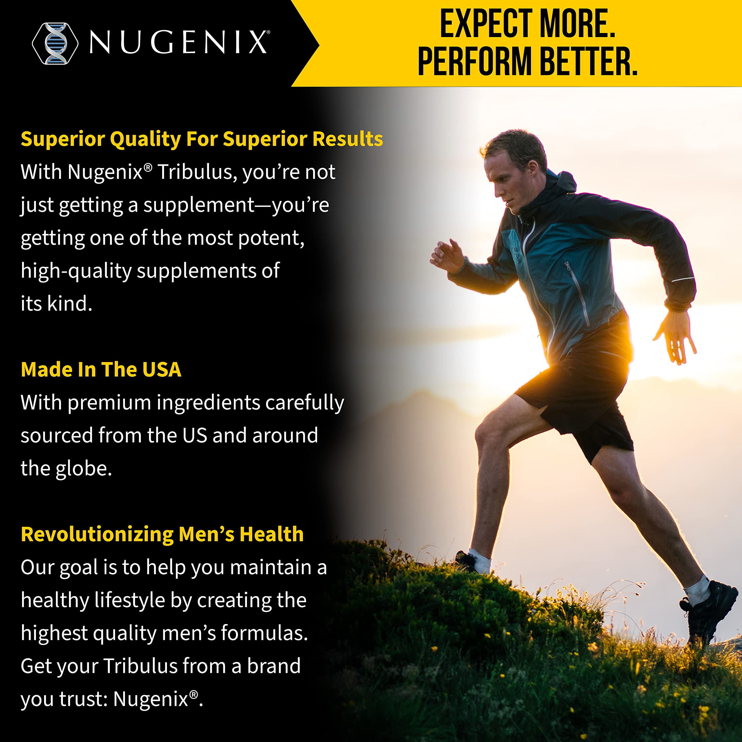 Nugenix packaging emphasizing gluten-free, GMO-free, and no fillers.