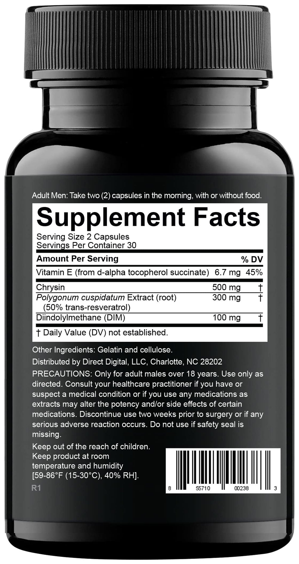 Nugenix Estro-Regulator bottle back shows dosage and key DIM blend