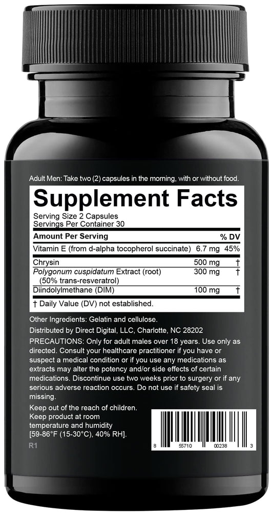 Nugenix Estro-Regulator bottle back shows dosage and key DIM blend