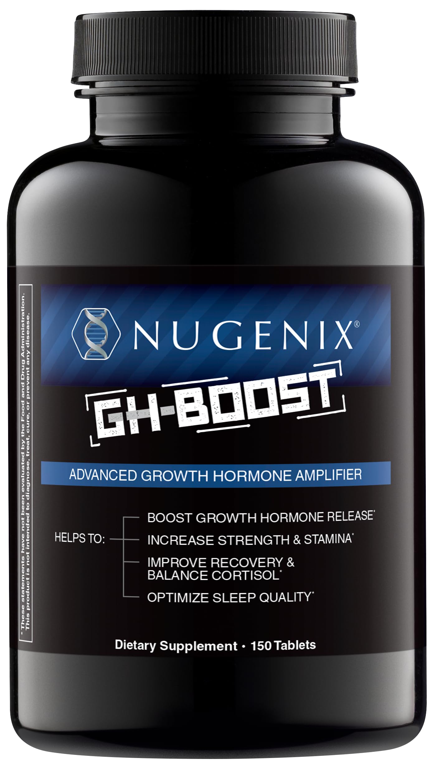 Nugenix GH-Boost bottle on a nightstand promoting restful sleep support